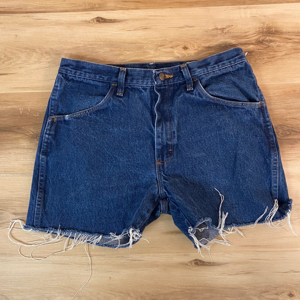 Rustler Denim Shorts Frayed Hem Dark Wash Casual Mens 34 Cutoff Jorts Y2K